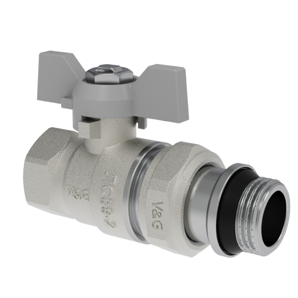 Кран-американка прямий ВЗ V&G Optima  білий метелик 1/2" (VG-104201)