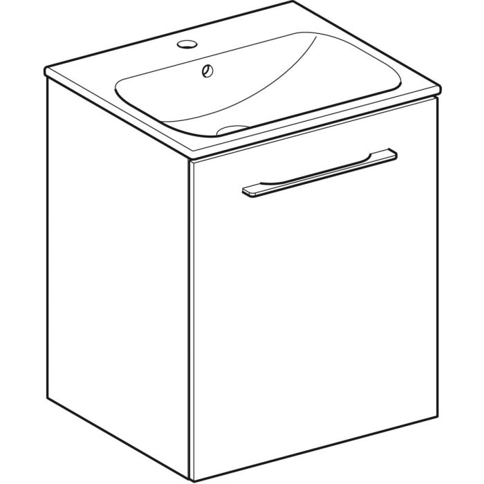 Комплект вбудованого умивальника Geberit Selnova Square slim rim, з шафкою, одні двері (Білий / Глянцеве покриття) 501.248.00.1