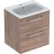 Комплект вбудованого умивальника Geberit Selnova Square slim rim, з шафкою, дві шухляди (Горіх темний / Меламін зі структурою дерева)  501.238.00.1