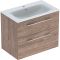 Комплект вбудованого умивальника Geberit Selnova Square slim rim, з шафкою, дві шухляди (Горіх темний / Меламін зі структурою дерева) 501.242.00.1