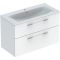 Комплект вбудованого умивальника Geberit Selnova Square slim rim, з шафкою, дві шухляди (Білий / Глянцеве покриття) 501.244.00.1