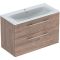 Комплект вбудованого умивальника Geberit Selnova Square slim rim, з шафкою, дві шухляди (Горіх темний / Меламін зі структурою дерева) 501.246.00.1