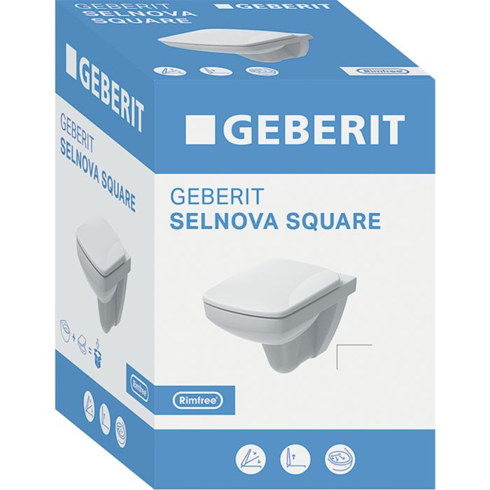 Унітаз підвісний воронкоподібний Geberit з кришкою soft-close Selnova Square (501.961.00.1)