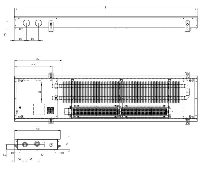 Конвектор внутрішньопідлоговий MV 65 (Black) Carrera