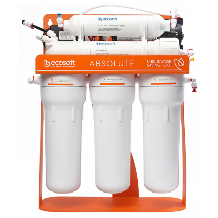 ФІЛЬТР ЗВОРОТНОГО ОСМОСУ ECOSOFT ABSOLUTE З ПОМПОЮ НА СТАНИНІ (MO575PSECO)