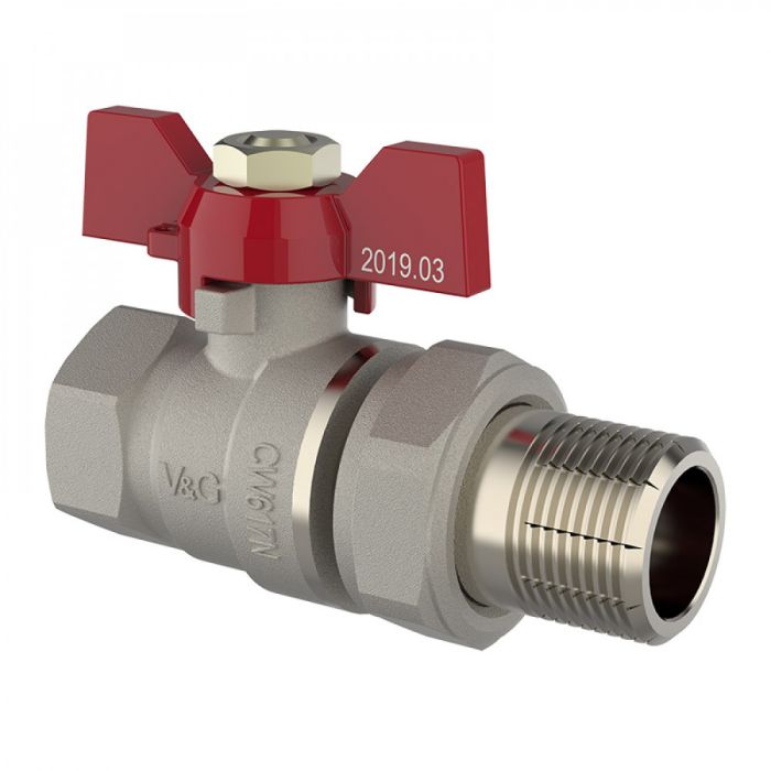 Кран-американка прямий ВЗ V&G Optima червоний метелик 1 1/4" (VG-104104)