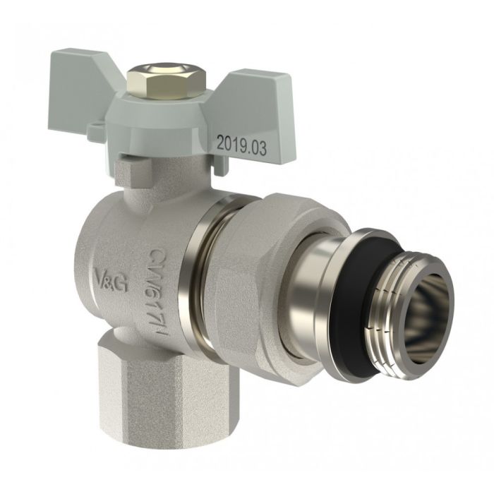 Кран-американка кутовий ВЗ V&G Optima  білий метелик 1/2" (VG-104501)