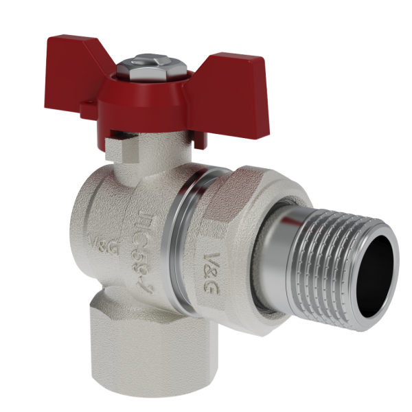 Кран-американка кутовий ВЗ V&G Optima червоний метелик 1" (VG-104403)