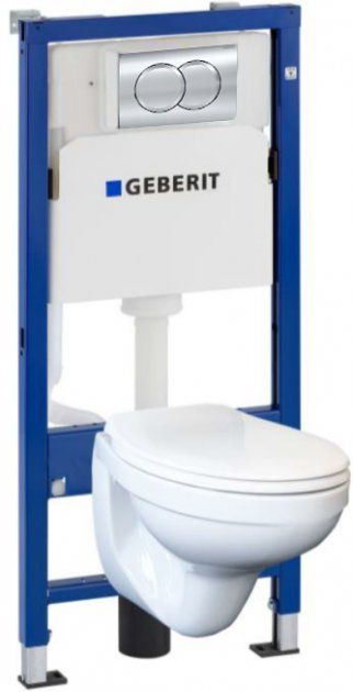 Інсталяція GEBERIT Duofix Pro 20 з панеллю змиву Delta 01 хром глянсовий + унітаз KOLO Idol із сидінням Soft Close дюропласт (118.315.21.2)