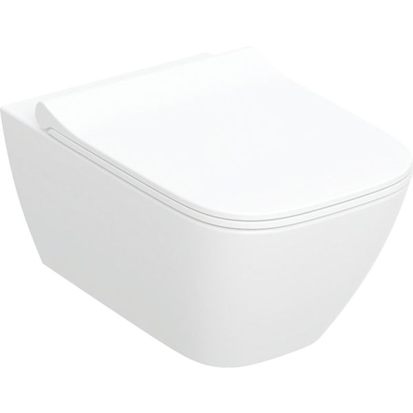Унітаз підвісний Geberit Smyle Square Rimfree з кришкою soft close, тип Sandwich, білий (500.685.01.1)