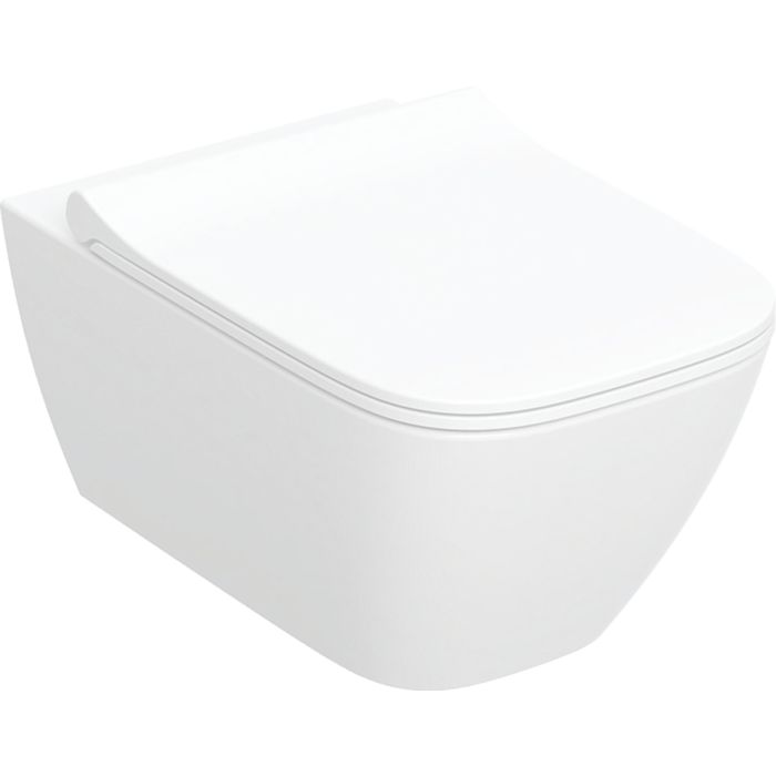 Унітаз підвісний Geberit Smyle Square Rimfree з кришкою soft close, тип Sandwich, білий (500.685.01.1)