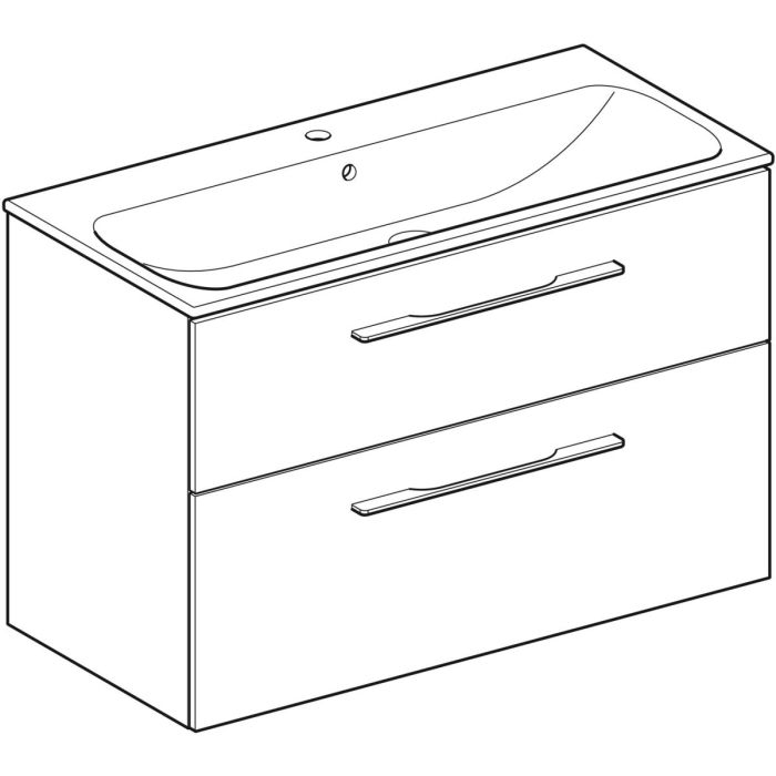 Комплект вбудованого умивальника Geberit Selnova Square slim rim, з шафкою, дві шухляди (Білий / Глянцеве покриття) 501.244.00.1