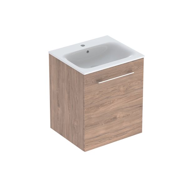 Комплект вбудованого умивальника Geberit Selnova Square slim rim, з шафкою, одні двері (Білий / Глянцеве покриття) 501.248.00.1