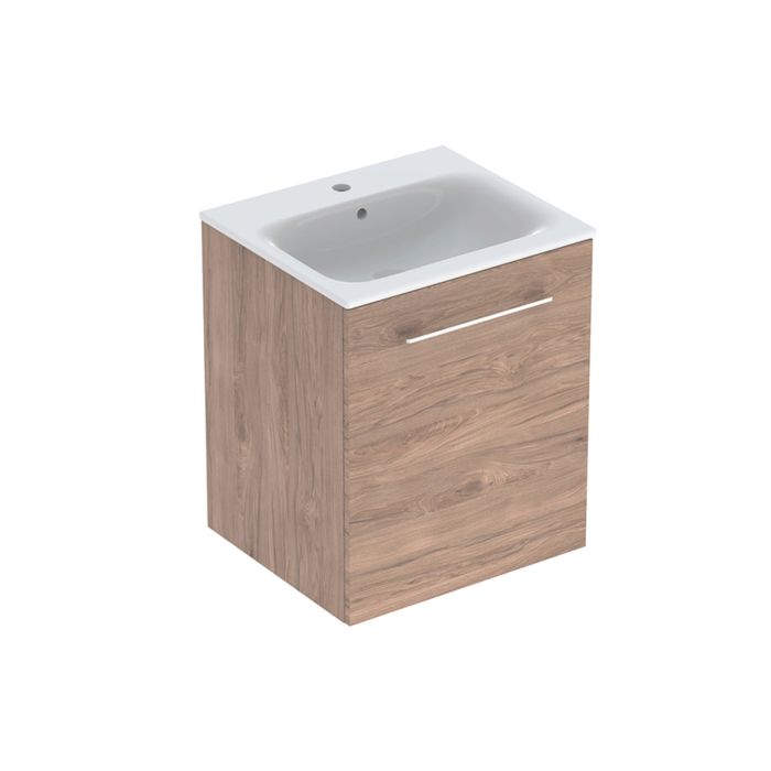 Комплект вбудованого умивальника Geberit Selnova Square slim rim, з шафкою, одні двері (Білий / Глянцеве покриття) 501.248.00.1
