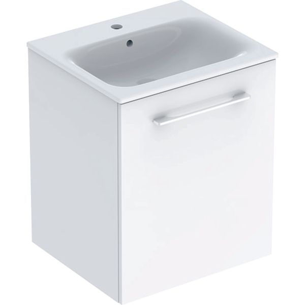 Комплект вбудованого умивальника Geberit Selnova Square slim rim, з шафкою, одні двері (Білий / Глянцеве покриття) 501.248.00.1