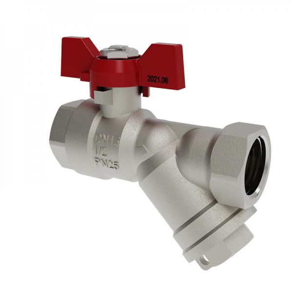 Кран кульовий 1/2" ВВ з фільтром червоний метелик V&G (VG-106101)