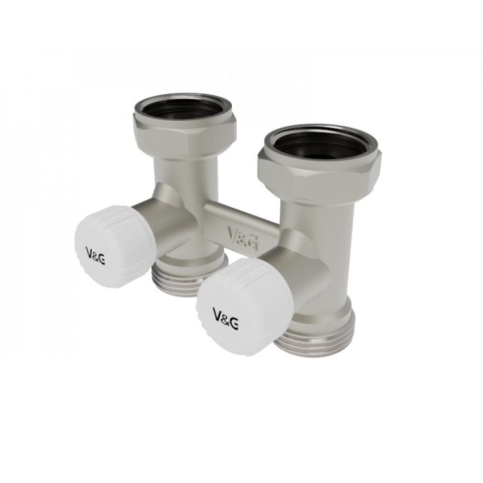 Вузол Н-подіб.прямий 3/4"В x 3/4" євроконус без ніп, з вентелями., V&G (VG-606101)