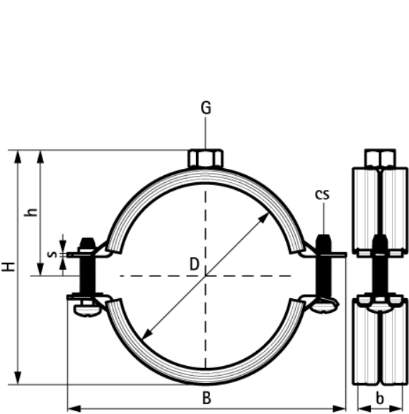 Хомут для труб Walraven з вкладкою EPDM (гайка M8)